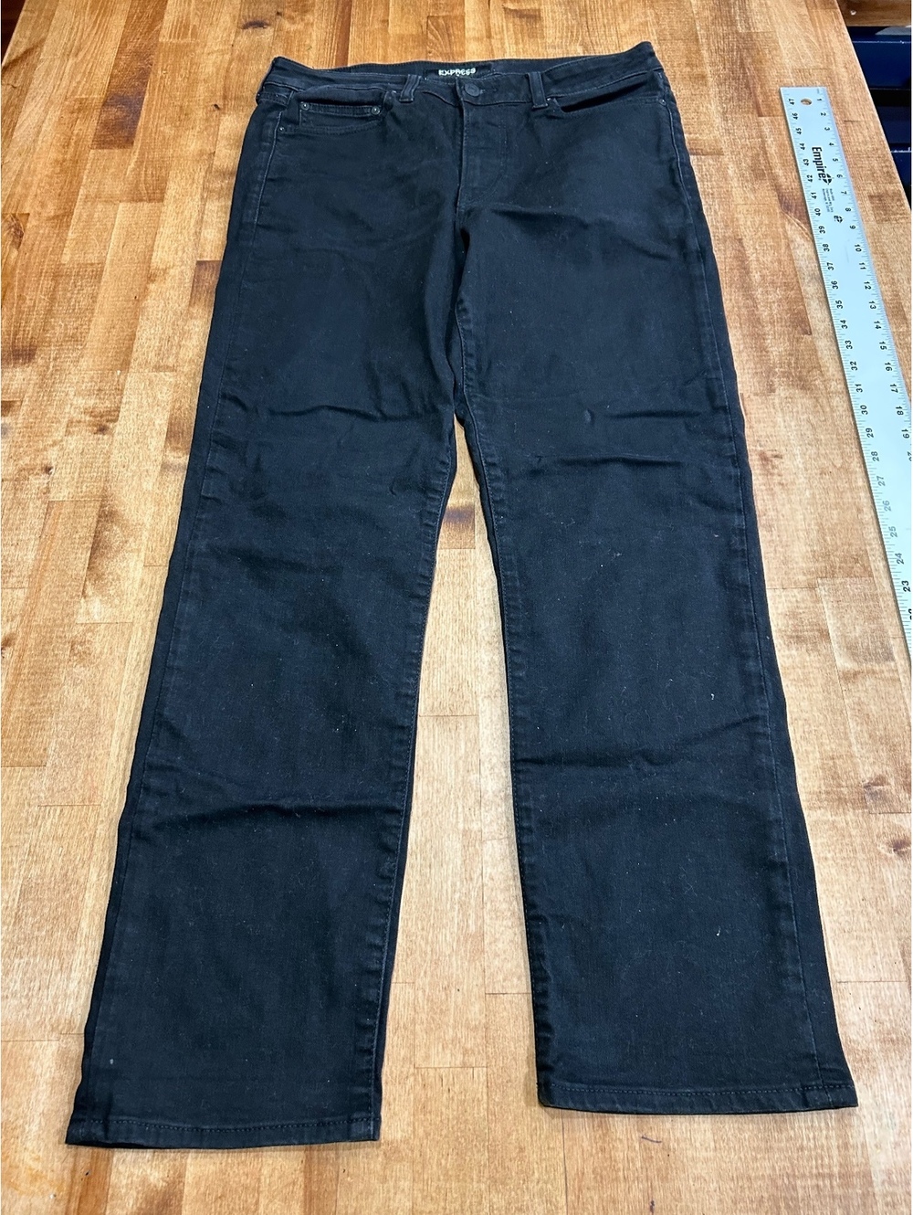 Express Men's Black Straight Stretch Jeans Size 33x32